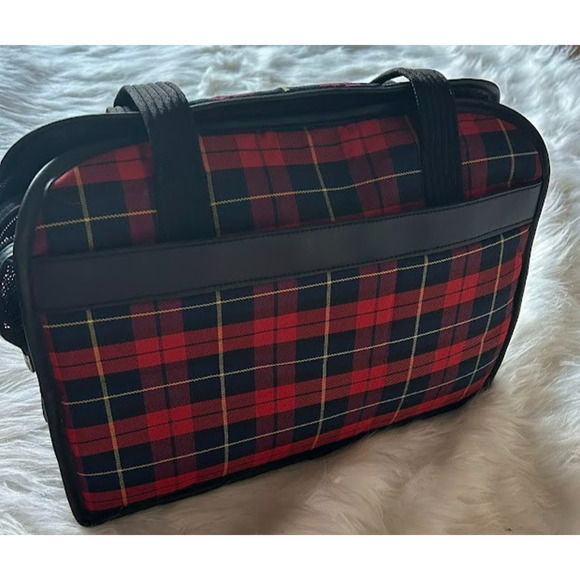 Jazzy by Sherpa Red Tartan Park Avenue Plaid Dog Tote Carrier - Picture 2 of 14